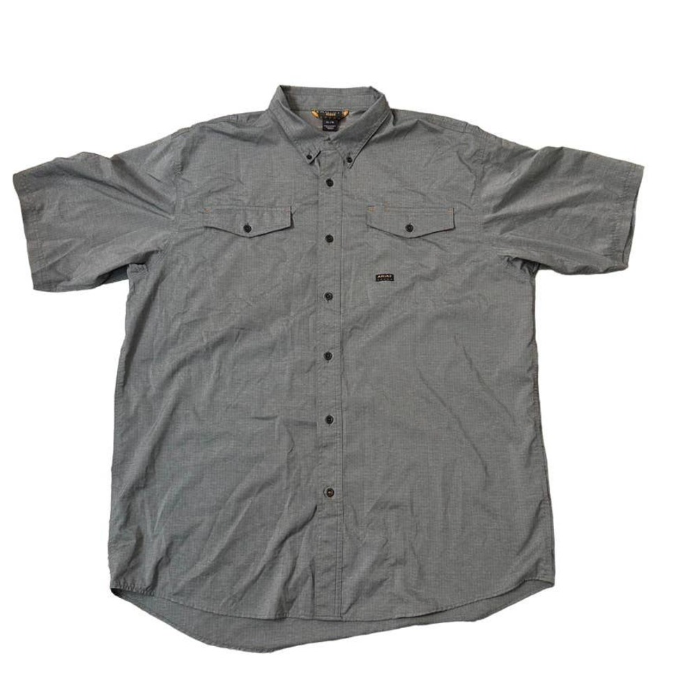 Ariat Rebar Shirt Men's size XL Gray Short Sleeve Vented Button Up Ripstop Work